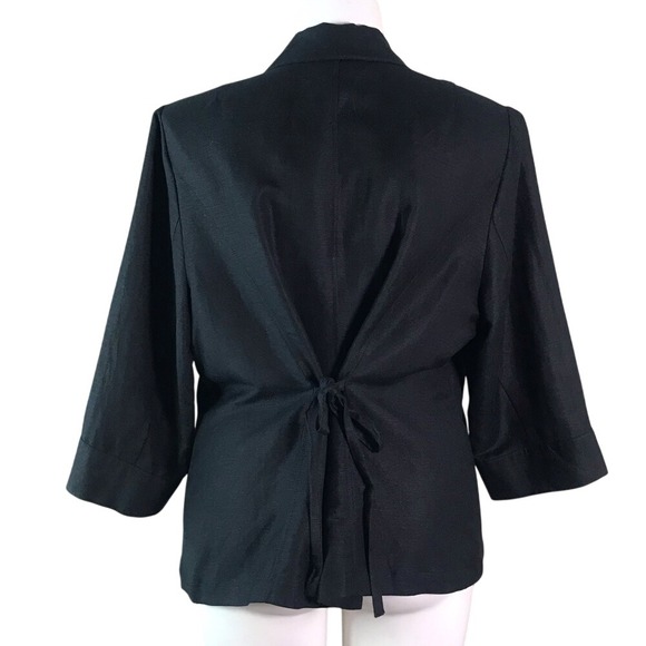 LANE BRYANT BLACK 3/4 SLEEVE LINEN BLAZER JACKET - Picture 4 of 5